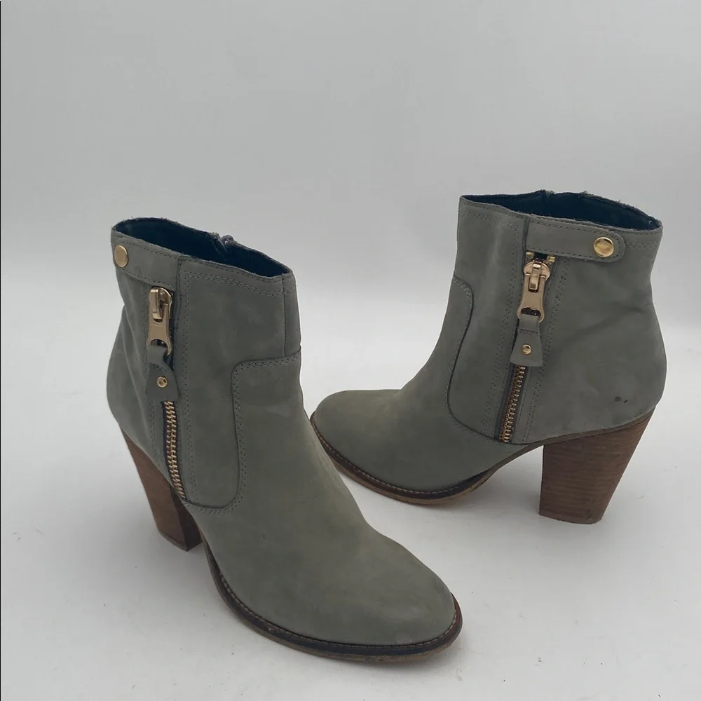 Aldo Gray Ankle Boots with Wooden Heel women 9 leather suede casual festival Y2K